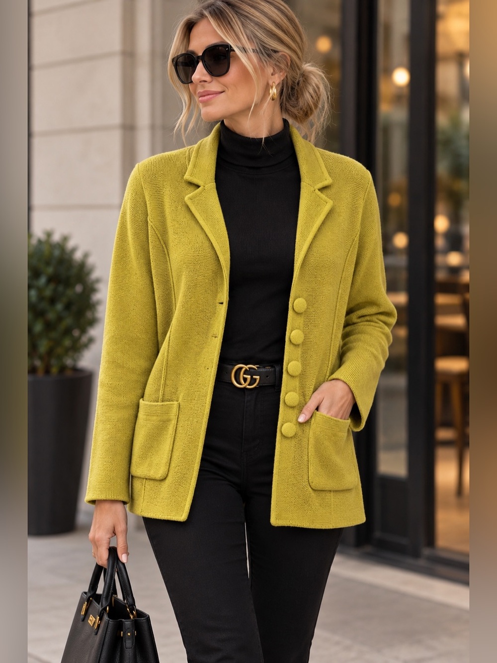 Audrey & Grace Milano Sweater Button-Front Cardigan Blazer Autumn Gold Colour NW